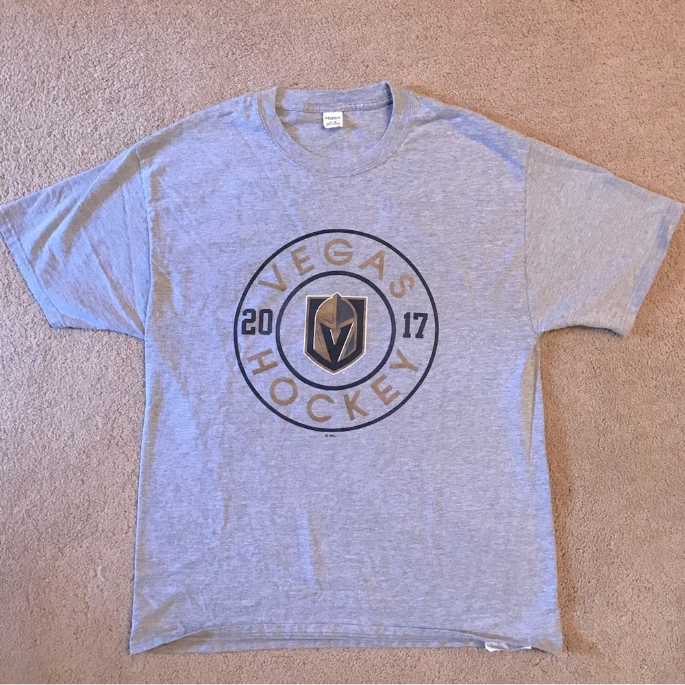 Hanes Vegas Golden Knights Hockey T Shirt Mens Size L Grey 2017 Season Cotton
